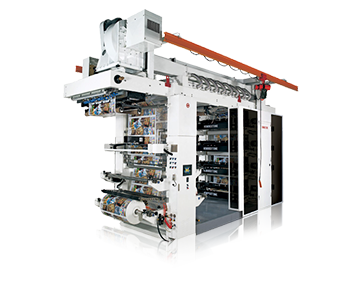 Imprenta flexográfica de impresión por apilamiento de altísima velocidad con sistema de cámaras con rasqueta(8 colores).